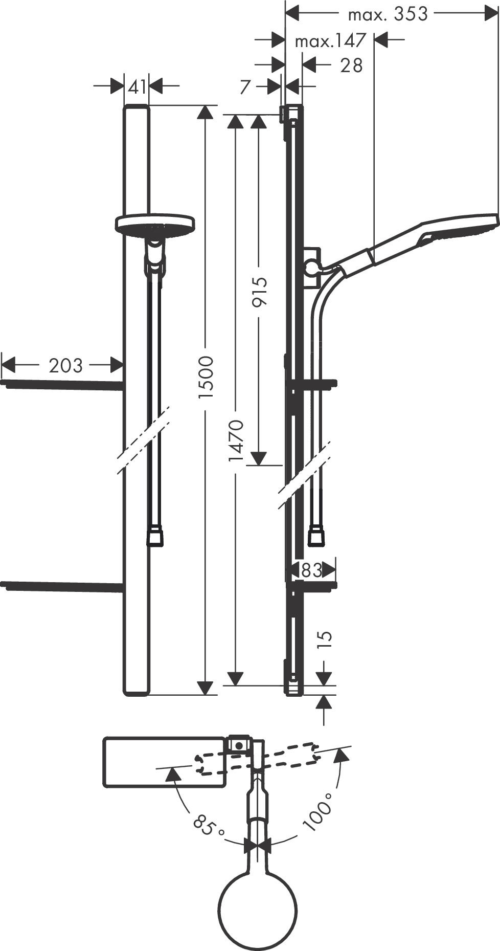 Hansgrohe Brausenset Raindance Select S 120 Unica'E 1500mm chrom