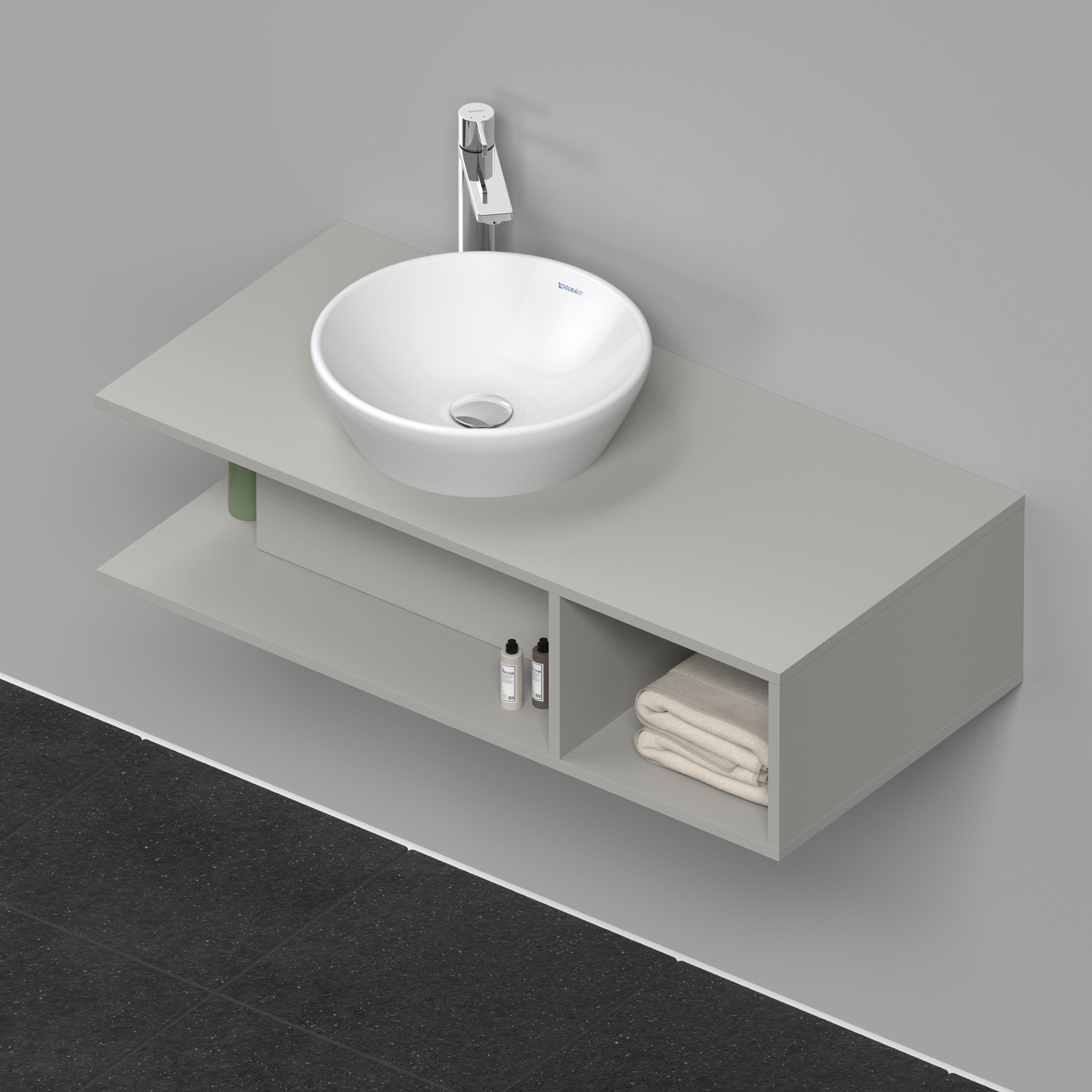 Duravit D-Neo WTU wandh.,1 offenes Fach r., 260x1000x480mm, Betongrau Matt
