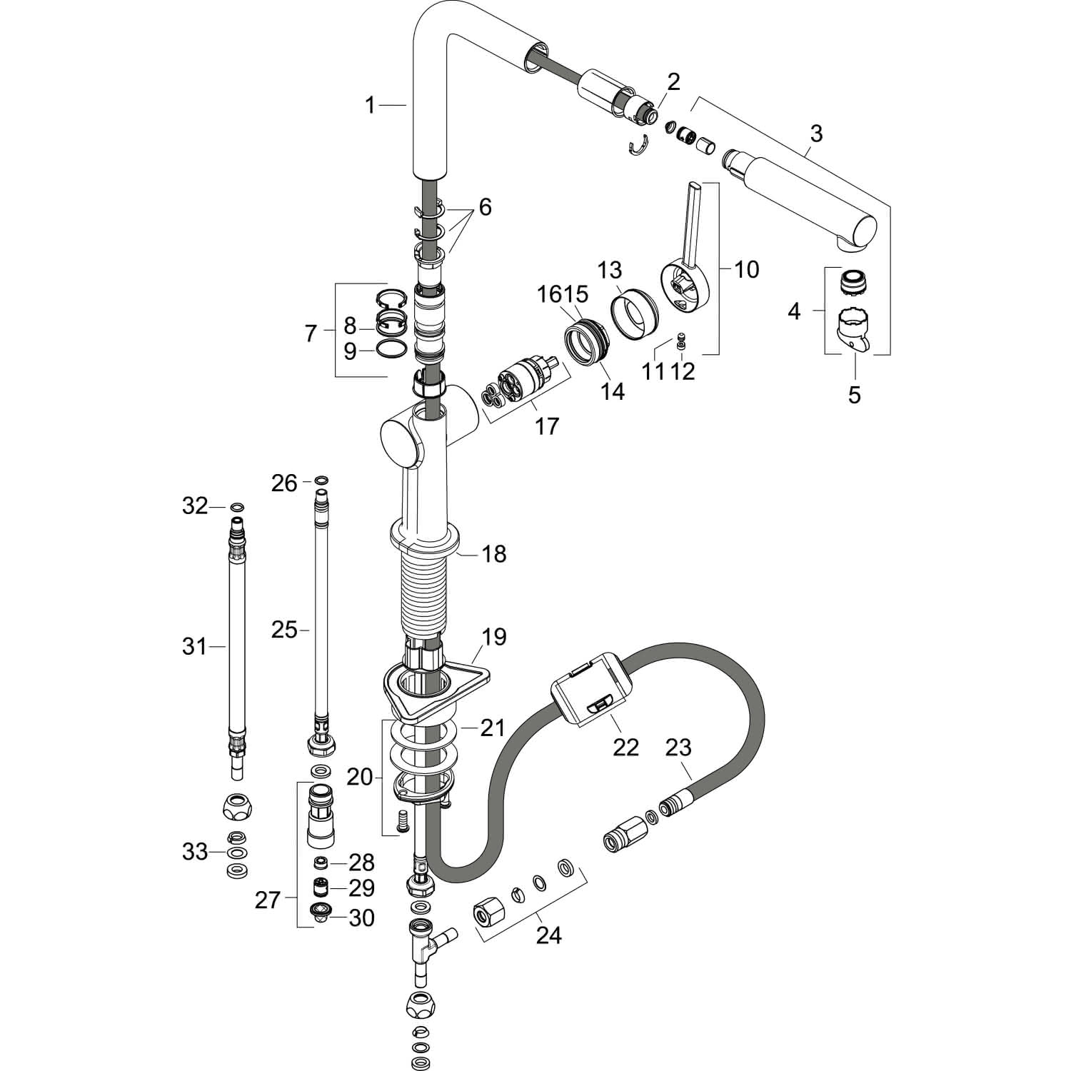 Hansgrohe Spültischmischer 270 Talis M54 Niederdruck Ausziehauslauf 1jet MSW
