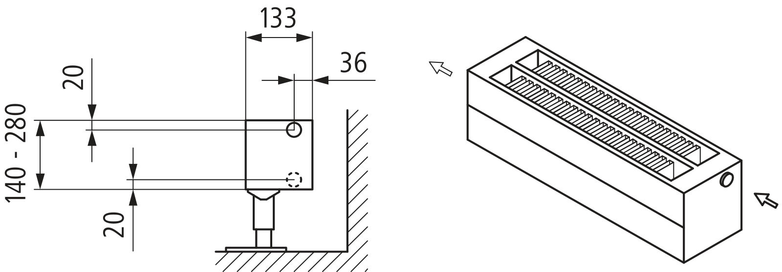 Kermi Konvektor Typ32 BH210x133x2200mm QN2479, weiß, 6bar, m. Abd., AB Uni.