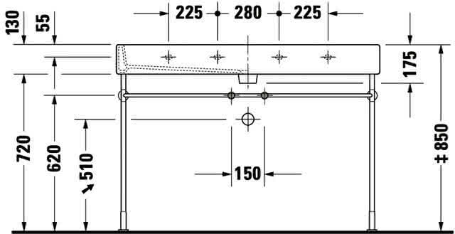 DU Waschtisch Vero 1200 mm m.ÜL, m.HLB, 1 HL mitte, weiß