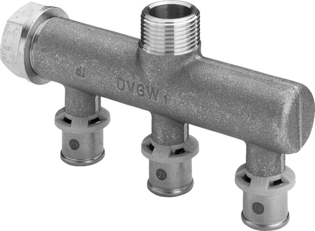Viega Verteiler mit SC Sanfix P 2126.07 in 16mm x G3/4 - 3fach Rotguss