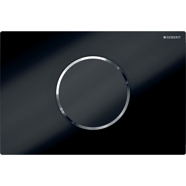 Geberit Sigma10 WC-Strg. rund, elek.Sp., Batt autom/bl, schwarz glzd /chrom glänzend
