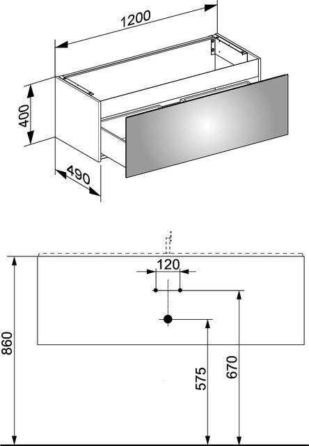 KEUCO WUB X-Line 33181, m.Ausz. 1200x400x490mm vulk.
