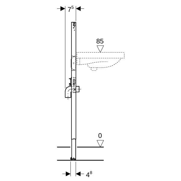 Geberit Duofix Element f. WT, 112cm schmale Ausführung, Standarmatur