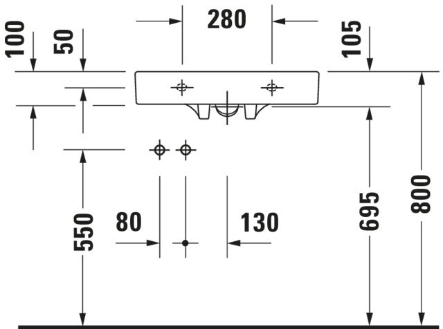 DU Waschtisch Architec Vital Med 575 mm o.ÜL, m.HLB, HL-Vst. li./re., weiß