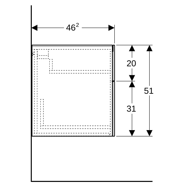 Geberit Xeno2 Seitenschrank mit 2 Schubladen 45x51x46,2cm, greige