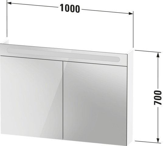 Duravit No.1 Spiegelschrank,Wandmont,Türen:2 1000x148x700mm, Weiß Matt