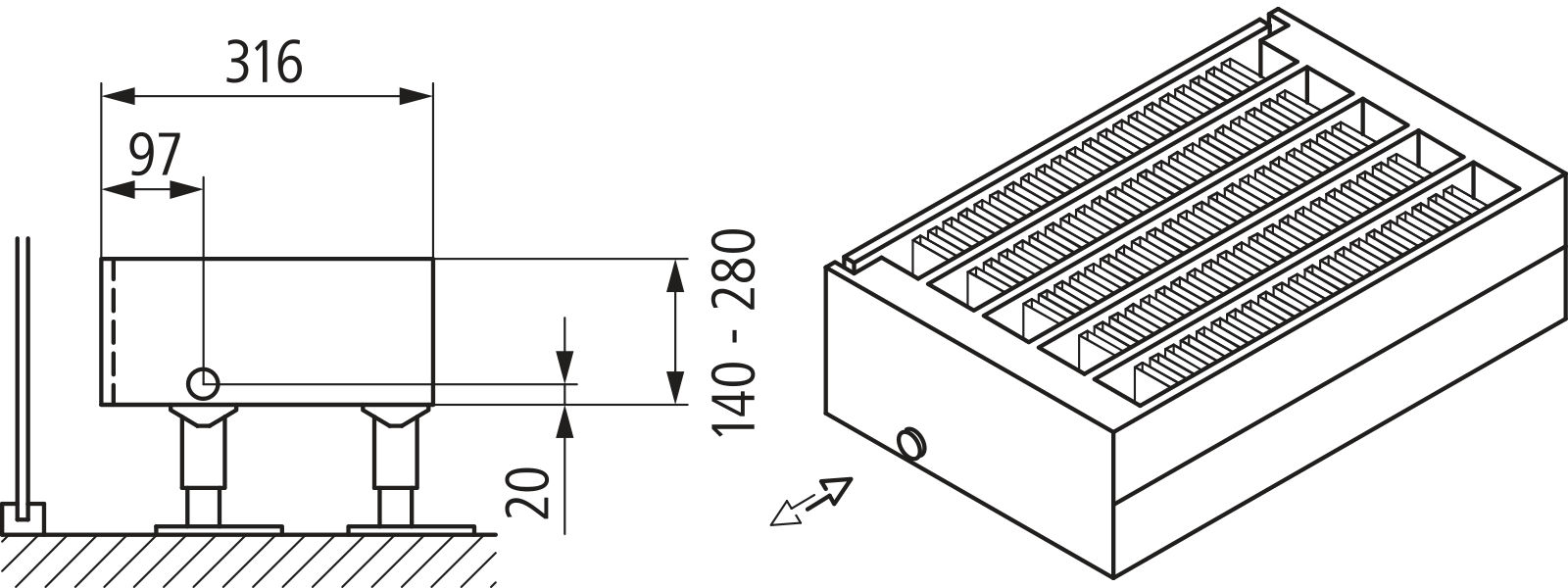 Kermi Kon m. Str. Typ55 BH280x316x2600 QN7462, weiß, 6bar, o. Abd., AB Uni.