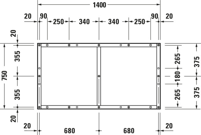 Duravit Fußgestell für Duschwanne Tempano 1400x750mm