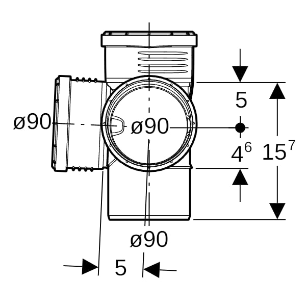 Geberit Silent-PP Eckabzweig 87,5Gr d90/90/90