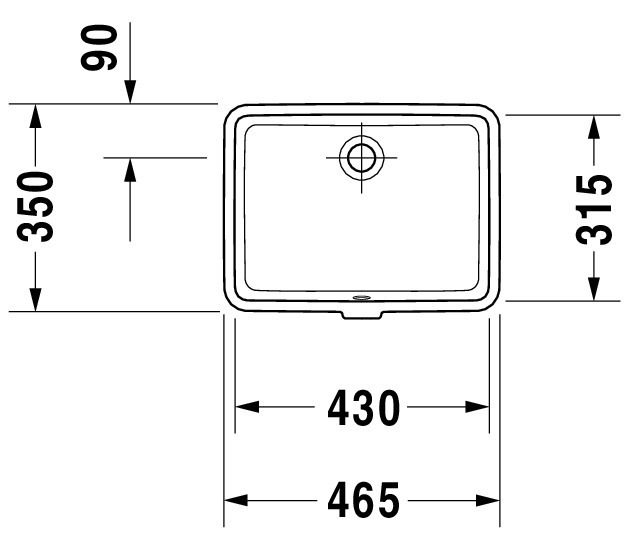 DU Einbauwaschtisch Vero 430 mm EB v.unten, m.ÜL, o.HLB, weiß