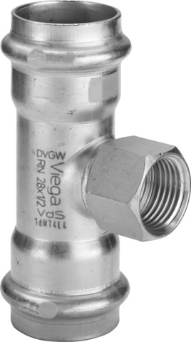 Viega T-Stück mit SC Sanpress Inox G 0217.2 für Gas in 15mmxRp1/2x15mm edst.