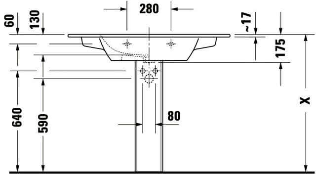 DU Möbelwaschtisch ME by Starck 1030 mm mit ÜL, mit HLB, o.HL, weiß