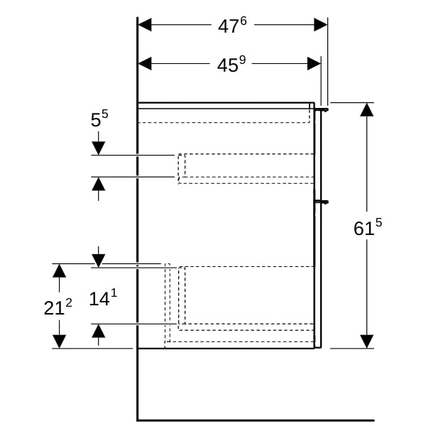 Geberit iCon Unterschrank für WT, 2 Schubl. 59,2x61,5x47,6cm, weiß matt