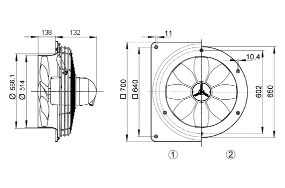 Maico Axial-Wandventilator DZS 50/6 B Ex e Stahlring, Drehstrom, Ex-Schutz, DN500