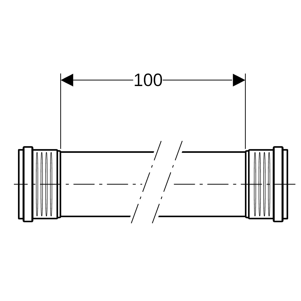 Geberit Silent-PP Rohr mit zwei Muffen d75x2,6 L:100cm