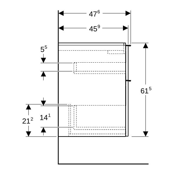 Geberit iCon Unterschrank für WT, 2 Schubl. 88,8x61,5x47,6cm, weiß matt