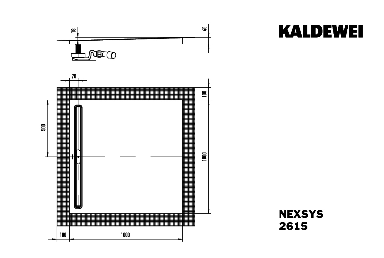 KA DW NEXSYS Mod.2615,1000x1000mm, alpinweiß,Secure Plus