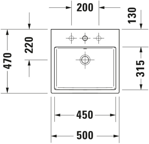 DU Waschtisch Vero Air 500mm m. ÜL, m. HLB, 1 HL, weiß