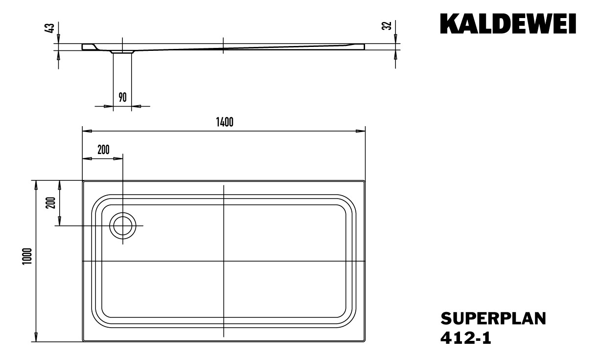 KA DW SUPERPLAN CLASSIC Mod.412-1,1000x 1400x32mm,alpinweiß,Invisible Grip