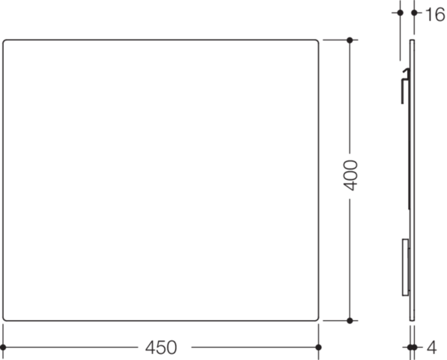 HEWI Spiegel, 450 x 400mm, ESG mit Splitterschutz