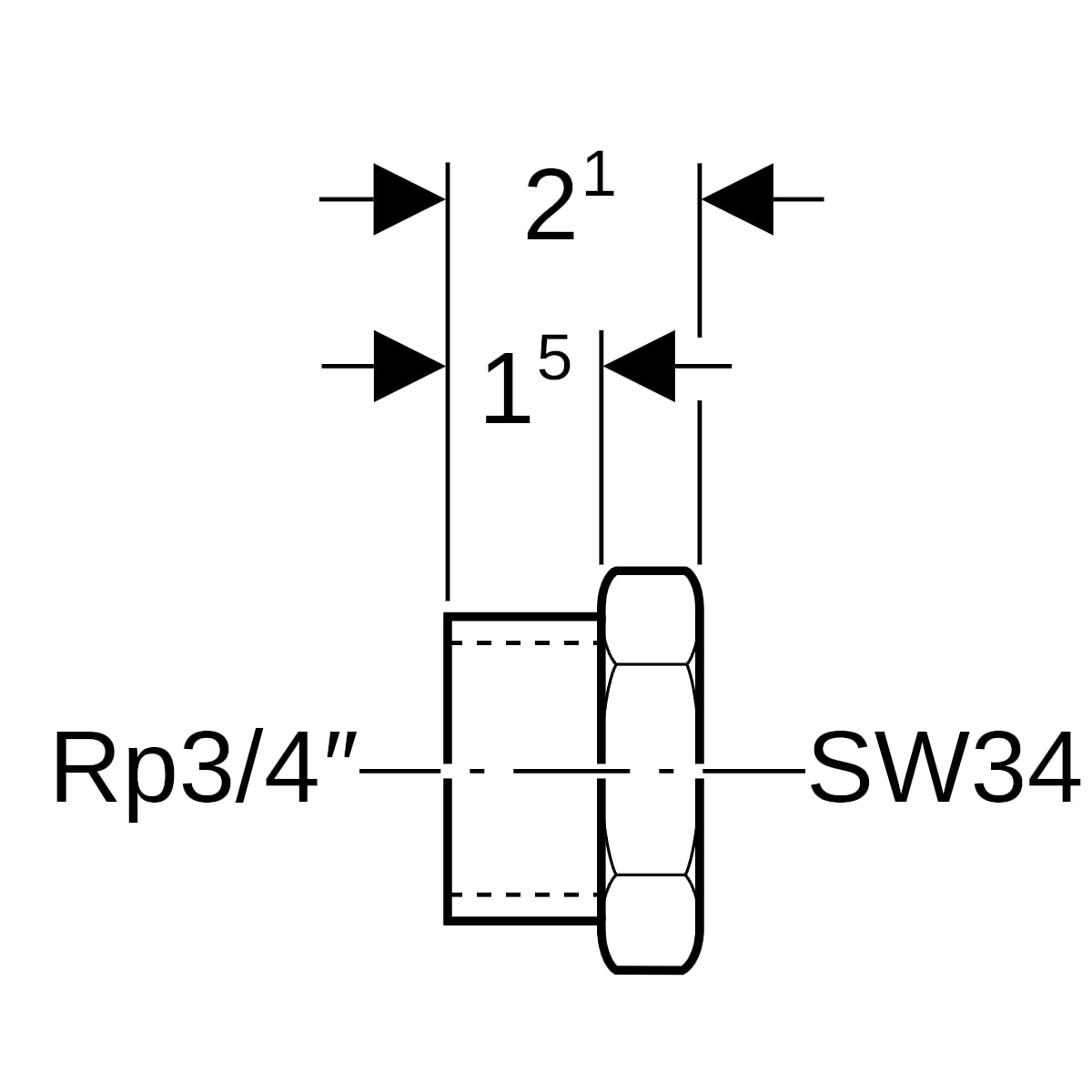 Geberit Kappe mit Innengewinde Rp3/4