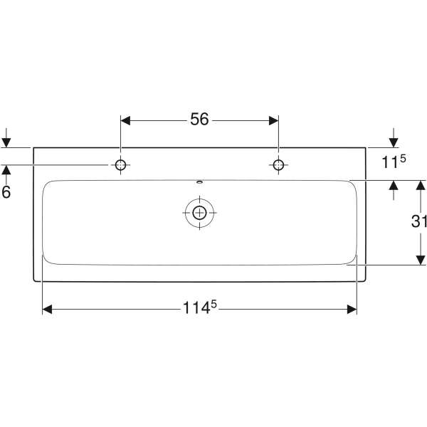 Geberit iCon Waschtisch, 120x48,5cm zwei Hl., m. Ül., weiß, KeraTect