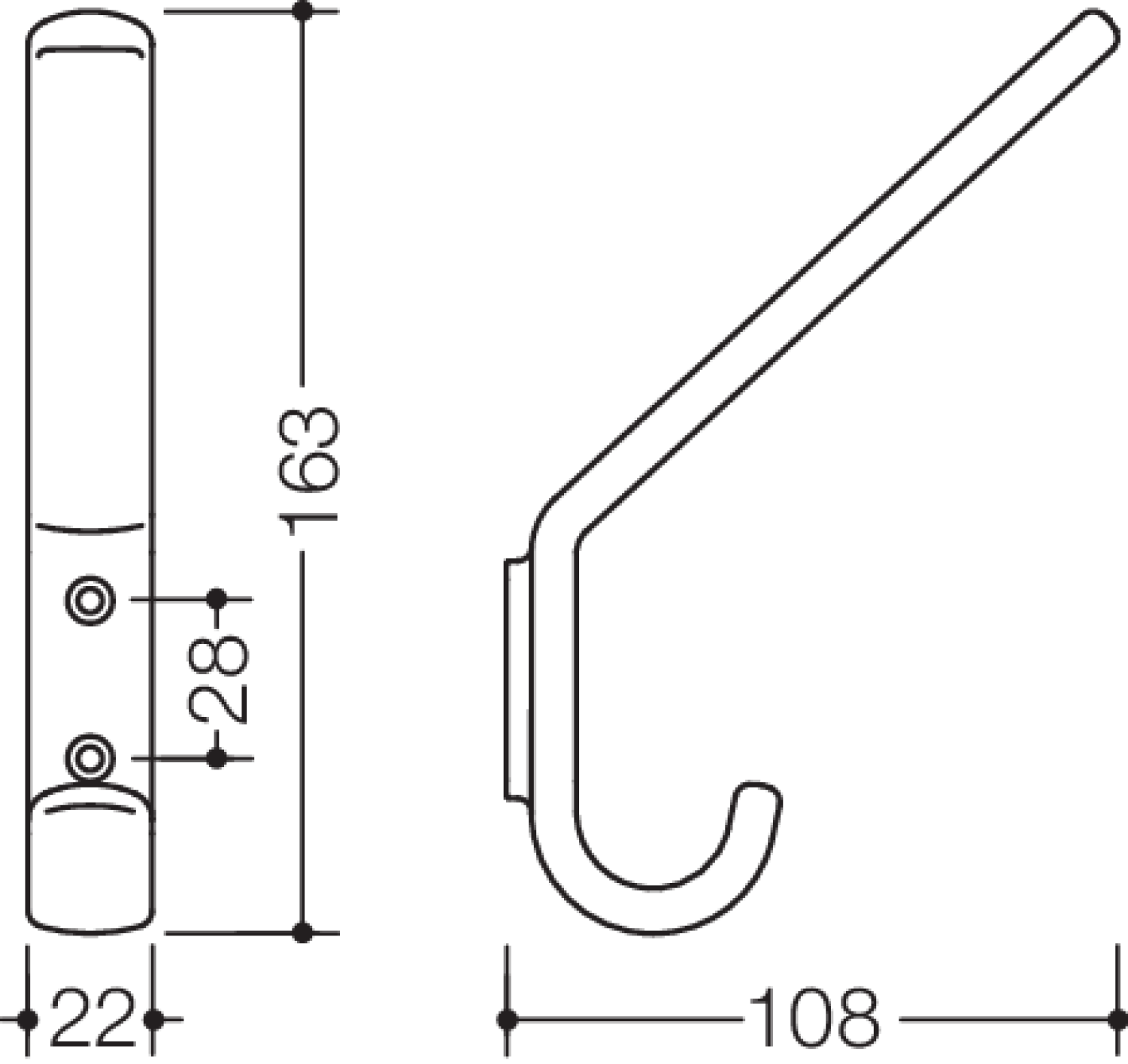 HEWI Garderobenhaken Ser 477, H:165mm rubinrot