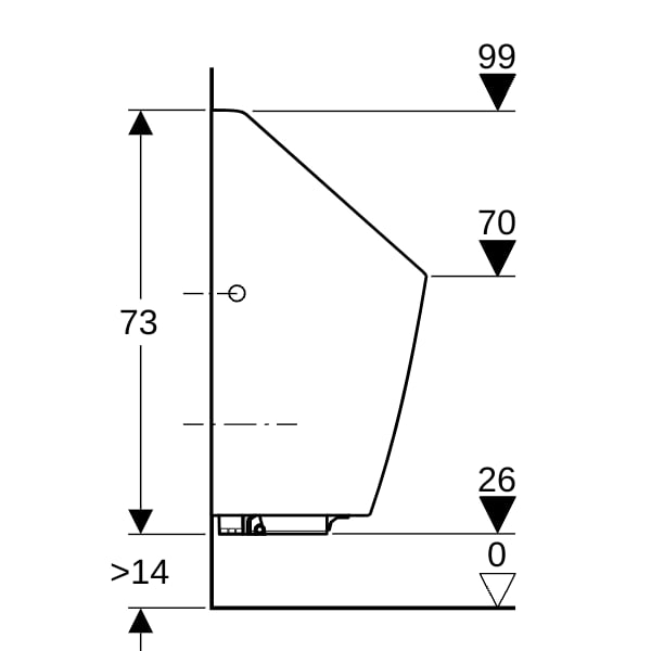 Geberit Selva Urinal, mit integr. Strg. Gen. Zulauf hinten, weiß