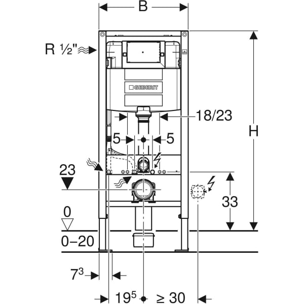 Geberit Duofix Element für Wand-WC 112cm mit Omega UP-SPK 12cm