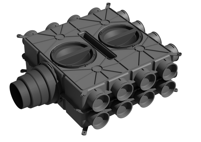 Wolf Luftverteiler DN125-180 24 Stutzen DN75 mit 12 Verschlusskappen Wolf Luftverteiler DN125-180 24 Stutzen DN75 mit 12 Verschlusskappen