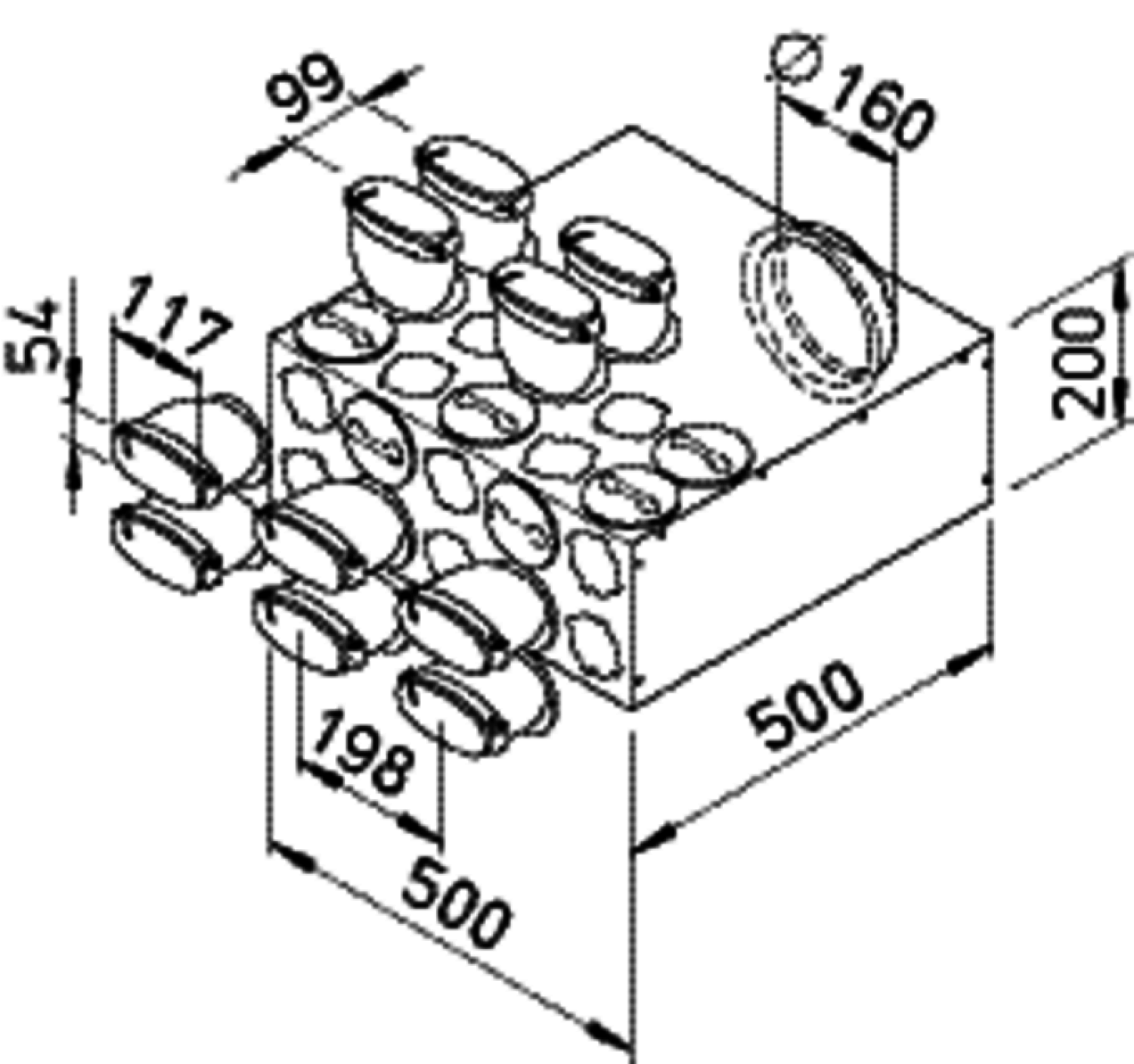 Helios FRS-VK 10-51/160 Verteilerkasten 10 x Oval 51, 1 x DN 160
