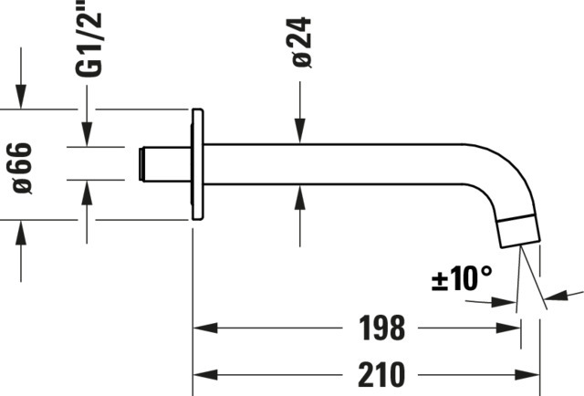 DU Duravit No.1 Wanneneinlauf Ausl. 198mm, Chrom HG