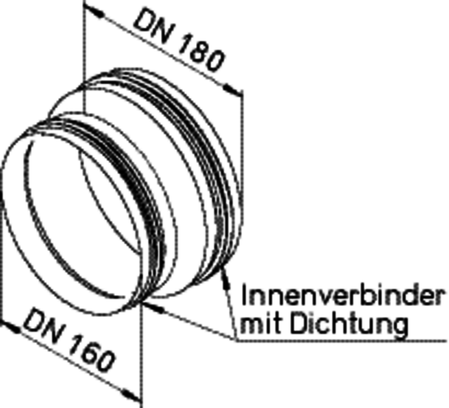 Helios RVBD 180/160 Rohrverbinder Stutzen DN 180 mit Dichtung