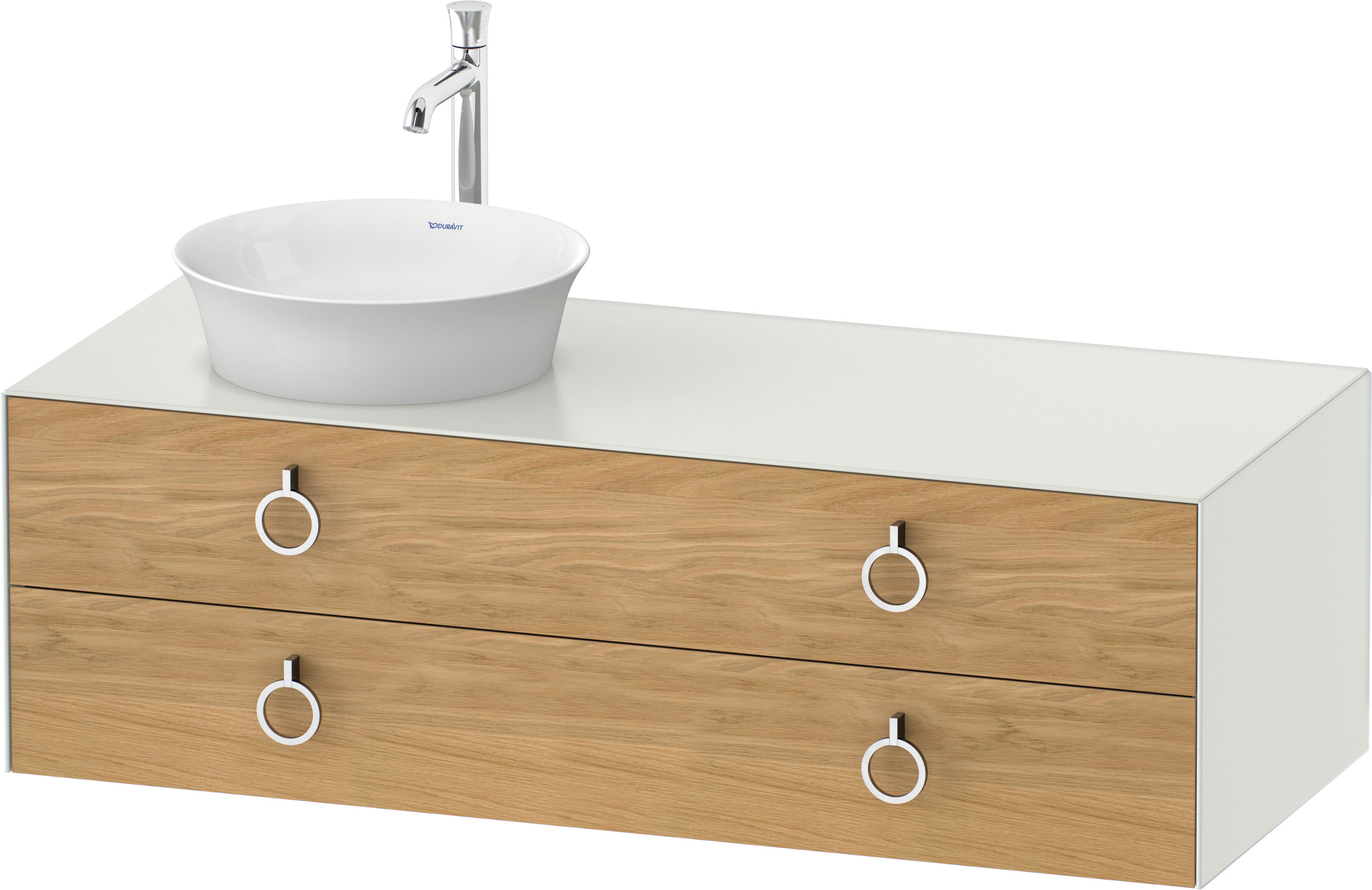 Duravit WTU wandh.White Tulip,2Schk.,m.Griff Aus.l,408x1300x550,Eiche N.M./Weiß Sdm.