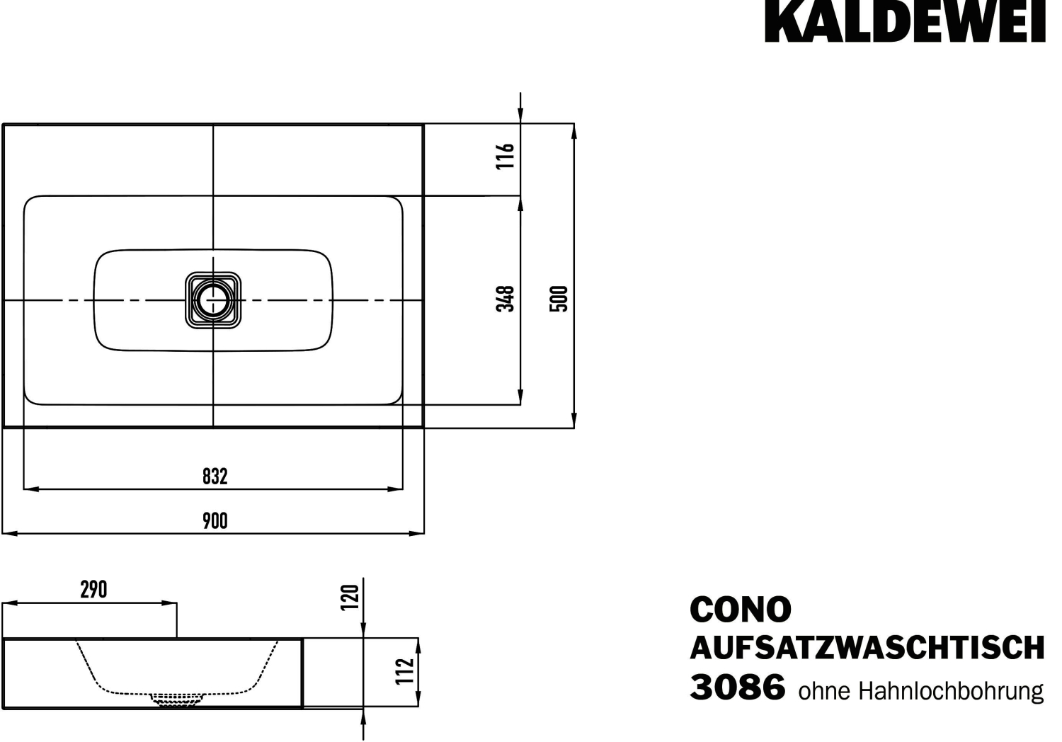 KA WB CONO Mod.3086,900x500mm,alpwe,PEFF ,AD,oÜL