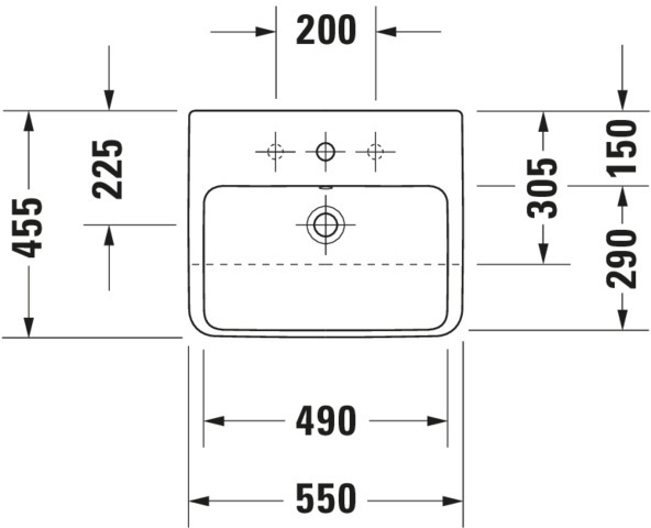 DU Halbeinbau-WT ME by Starck 550 mm mit ÜL, mit HLB, 1 HL, weiß