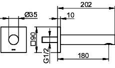 KEUCO Wanneneinlauf IXMO 59545, eckig, 202 mm, Schwarzchrom gebürstet
