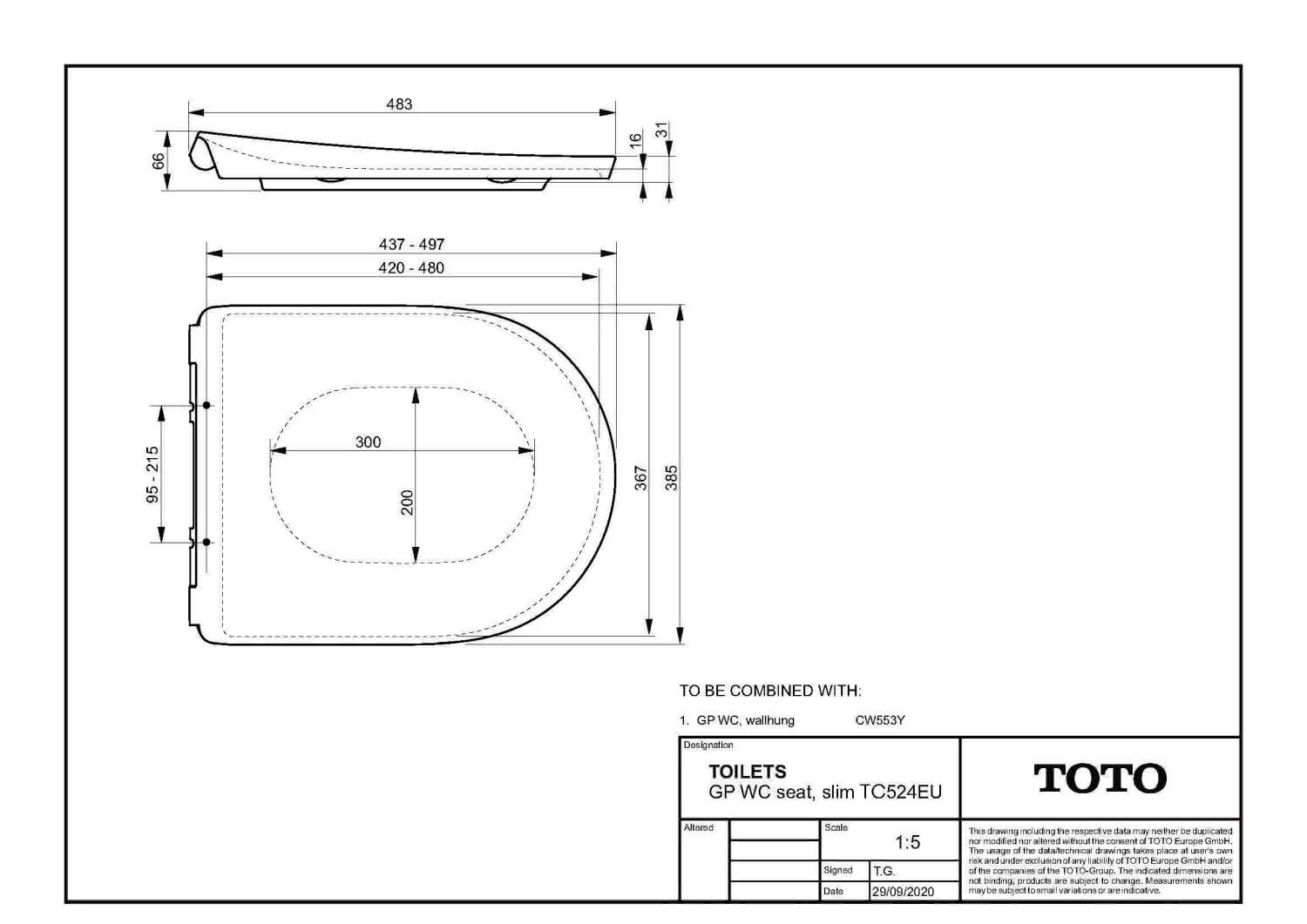 TOTO GP WC-Sitz abnehmbar mit Edelstahlscharnieren und Absenkautomatik