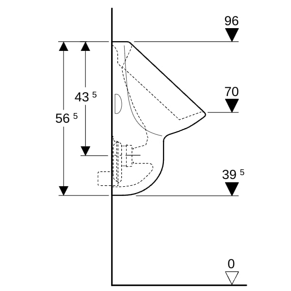 Geberit Aller Urinal, Zulauf von oben Abgang nach hinten oder unten, weiß