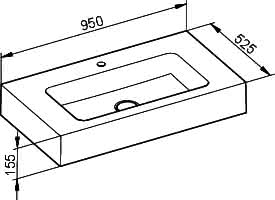 Keuco Mineralguß-Waschtisch Edition 300 95cm 30380310001 weiß für 1-Loch-Armatur