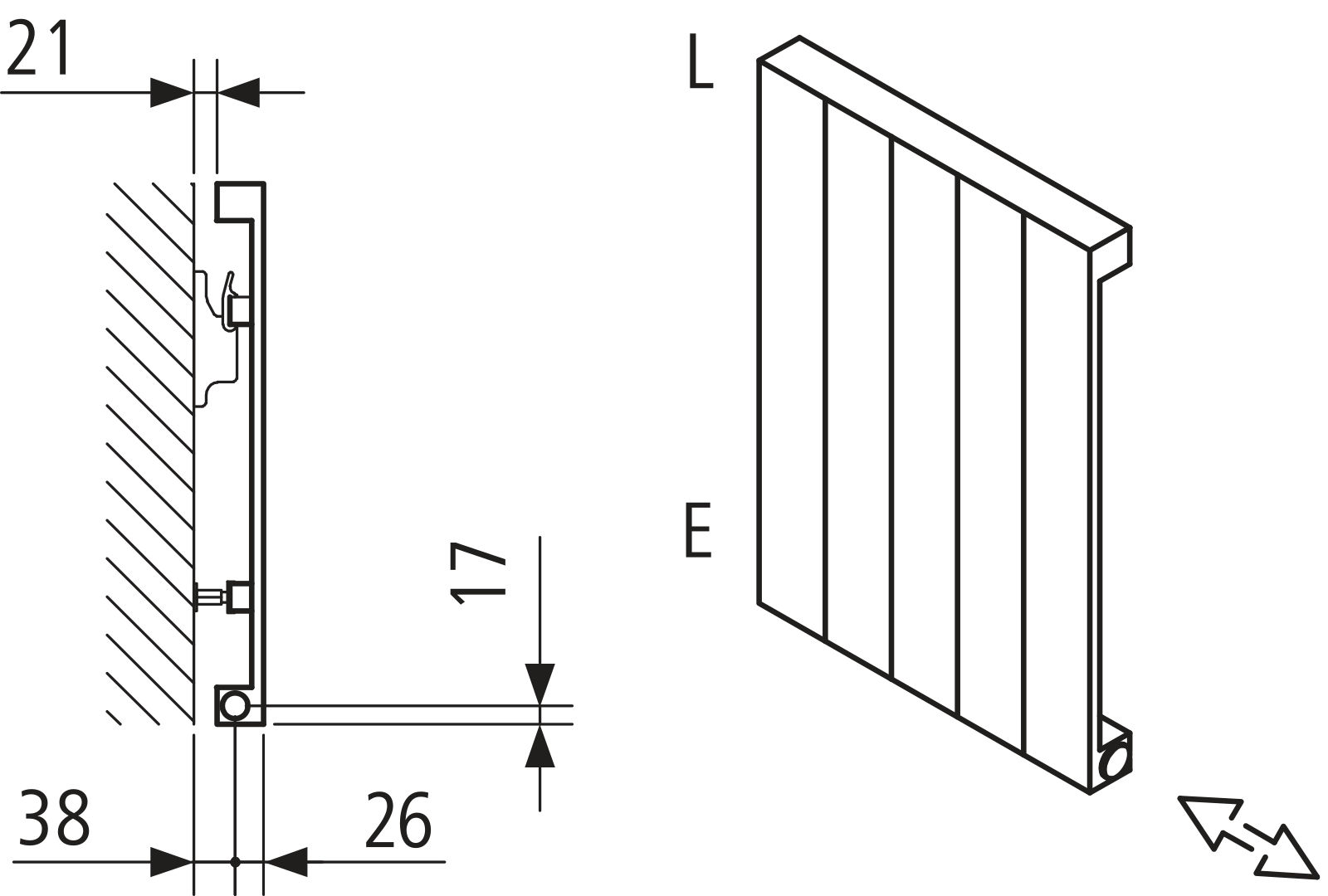 Kermi Heizwand HVN Typ10 BH1800x43x210mm QN359, RAL9016, 6 bar, ANB12