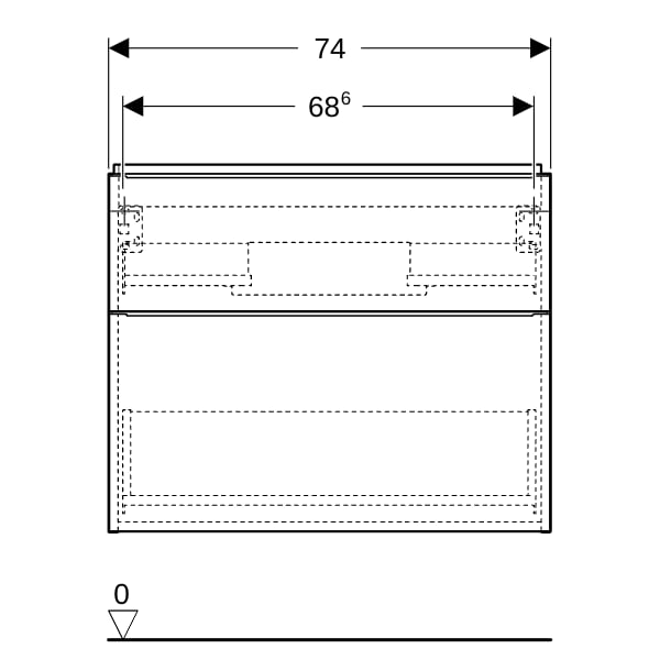 Geberit iCon Unterschrank f. WT, verk. Ausld. 74x61,5x41,6cm, weiß hgl/Gr. chrom