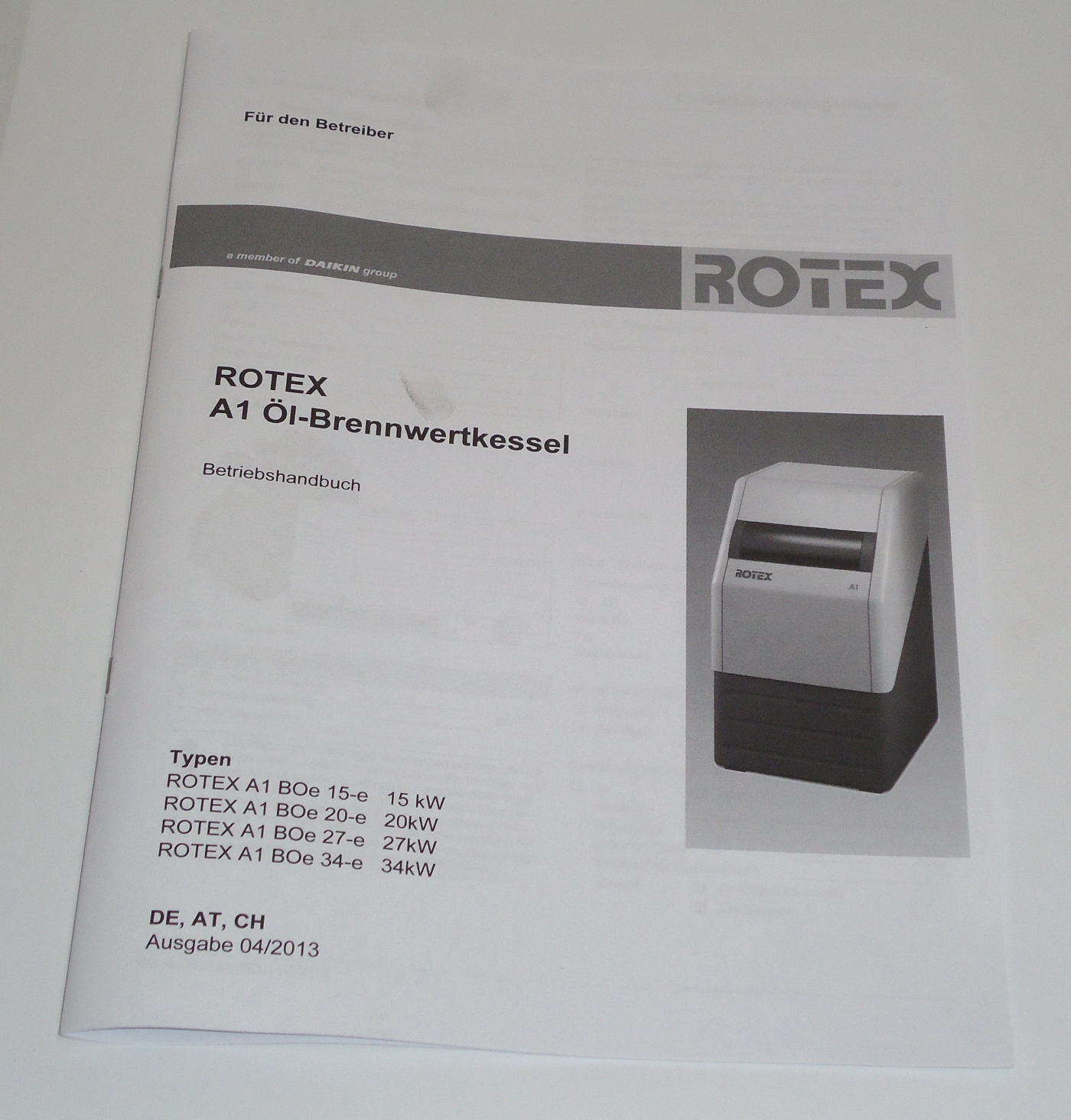 Daikin Betriebshandbuch A1 Öl DE für alle ROTEX A1 Öl bis BJ 2018