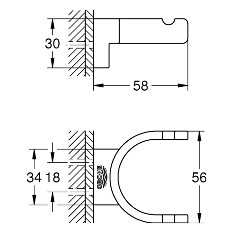 GROHE Bademantelhaken Selection 41049 doppelt nickel gebürstet