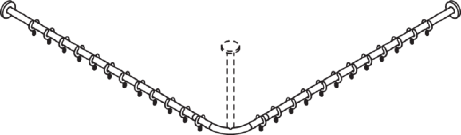 HEWI VH-Stange, d:25,A1/A2=1187, 24 Ringe, plvb schw tiefmatt