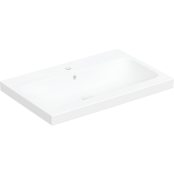 Geberit iCon Light Aufsatzwaschtisch 75x48cm mit Hahnloch, mit Überlauf, weiß matt