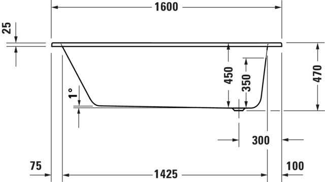 DU D-Code 2.0 BW, 1600x700mm, Einbau Weiß
