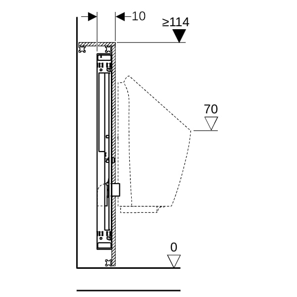 Geberit GIS Element für Urinal, 114 cm, Universal, für AP-Druckspüler